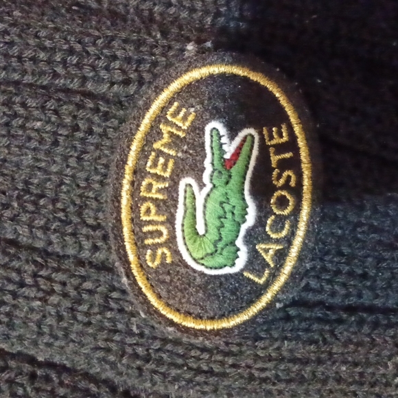 VINTAGE MEN'S SUPREME LACOSTE LIVE BLACK V-NECK SWEATER OLD SCHOOL WARM N COZY! - Picture 4 of 11